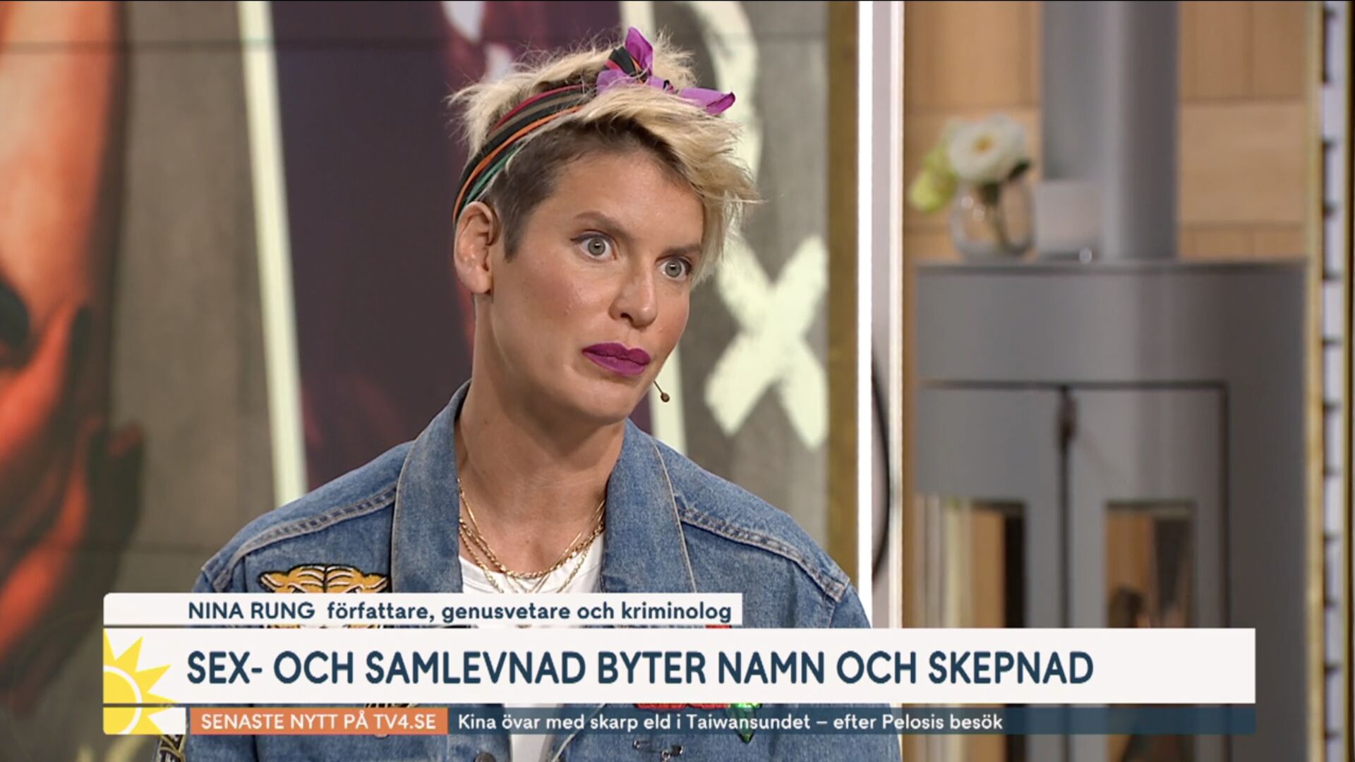 Nina Rung intervjuad som expert på Skolverkets nya läroplan. Men enligt Skolverket har hon koppling till myndigheten. Skärmbild: Tv4